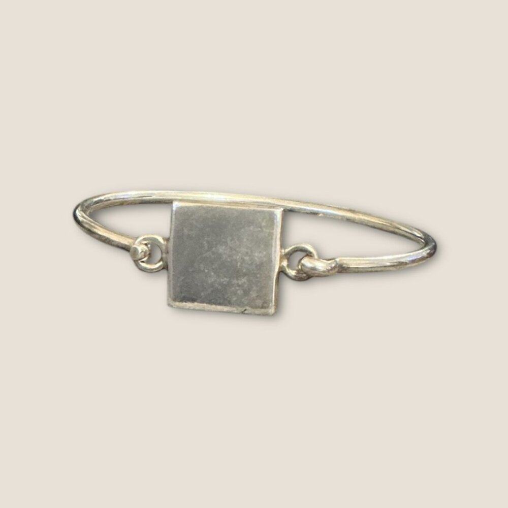 Engravable Sterling Silver Square Hinged Bangle B… - image 1